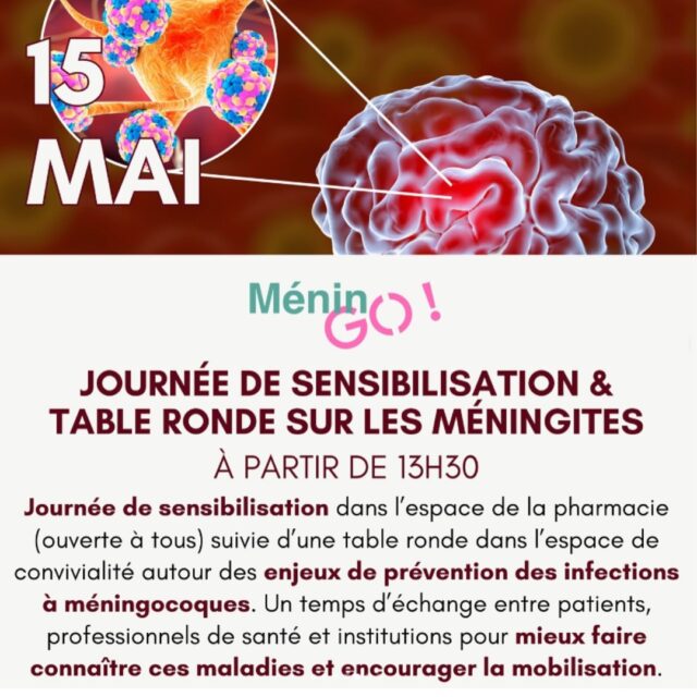 Jeudi 15 mai dès 13h30 : Journée de sensibilisation aux méningites avec à la @pharmaeiffelcommerce. Stand d’information pour échanger sur les risques, les symptômes, la prévention et l’importance de la vaccination.
Dès 13h30, assistez à une table ronde dans l’espace convivialité : patients, soignants, pharmaciens et autorités échangeront sur la sensibilisation et prévention aux méningites à méningocoques. Inscriptions sur le lien en bio !
#meningites #méningocoques #Méningo #miningitis #agirvitefaceauxméningites #stopmeningitis