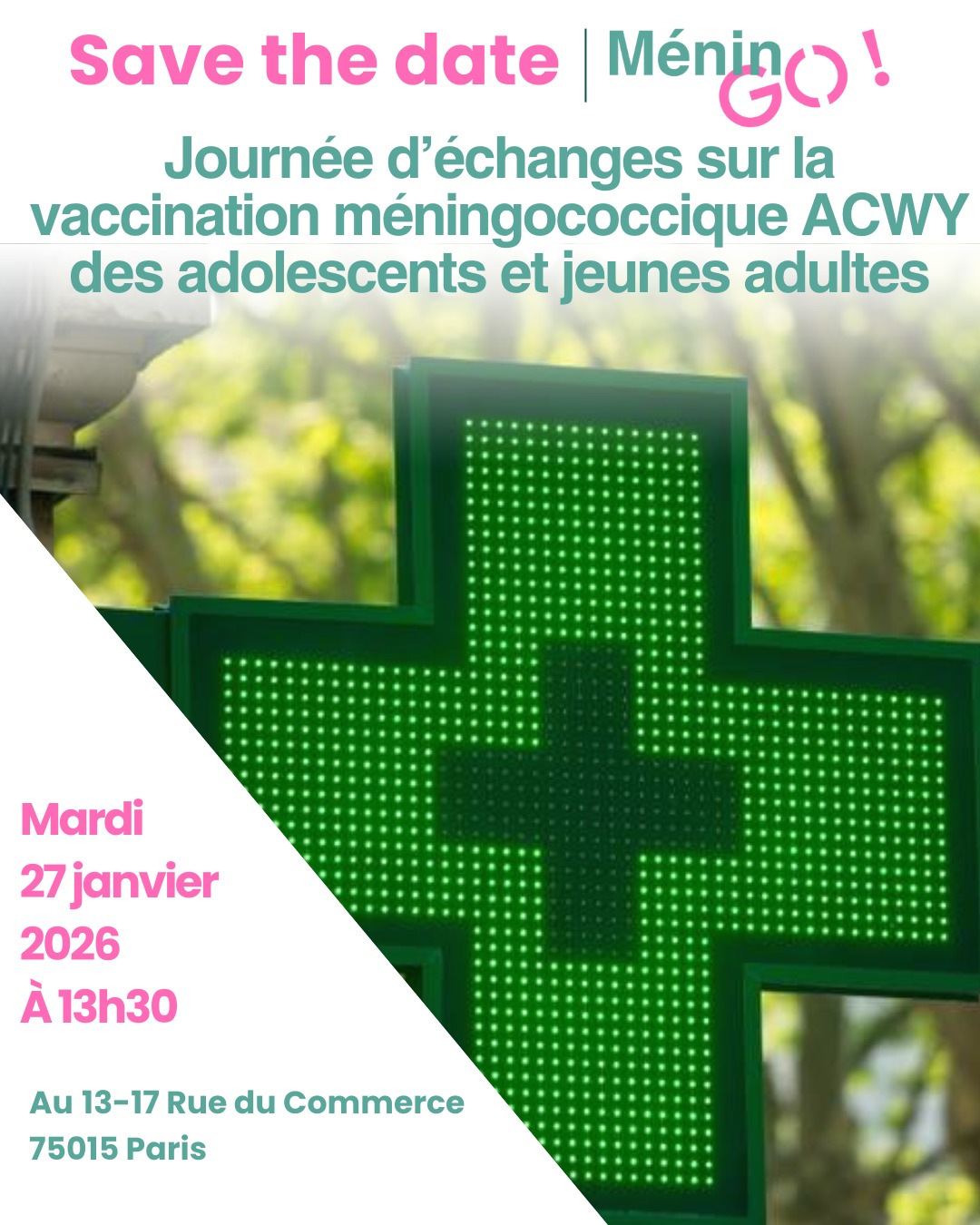 Vous êtes parents, jeunes adultes, professionnels de santé ou professionnels de l'Education nationale ? Cet évènement du 27 janvier 2026 à la @pharmaeiffelcommerce peut vous intéresser !

Programme et inscriptions à venir. 

#AgirViteFaceAuxMéningites #Méningites #StopMeningitis #Meningitis